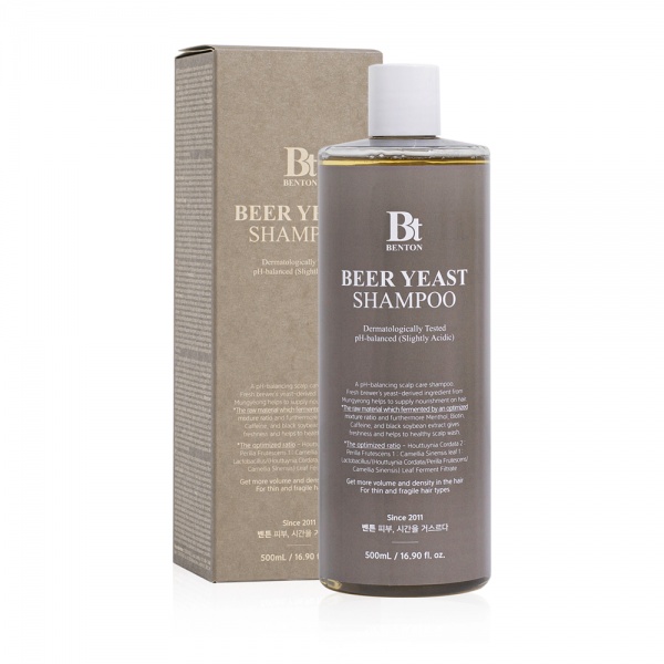 Alaus mielių šampūnas plaukams stiprinti ir regeneruoti Beer Yeast Shampoo, BENTON, 500 ml (1)