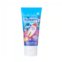 Dantų pasta vaikams BRUSH-BABY nuo 0 mėn iki 3 m, mėlynių skonio su 1350 ppm fluoro, 50 ml