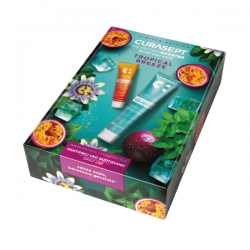 Dantų pastų rinkinys CURASEPT Tropical Breeze Protection Booster, Frozen Mint 75ml +Passion Fruit 20ml
